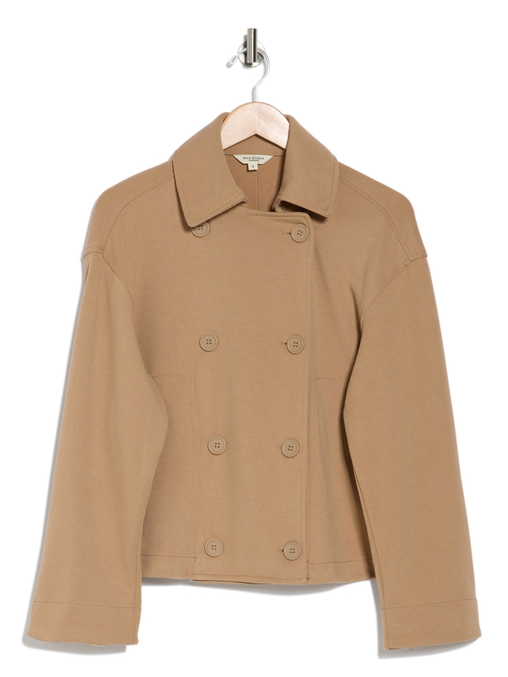Max Studio London Khaki Double Breasted Cropped Twill Jacket | XS | NWT